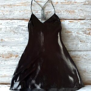 Victoria's Secret RARE  Satin Slip Dress with Rhinestone Crystal Back Straps